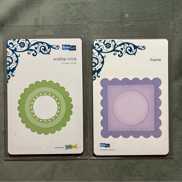 Lot of 2 Quickutz 4” x 4” dies, SCALLOP CIRCLE & FRAME - Picture 1 of 6